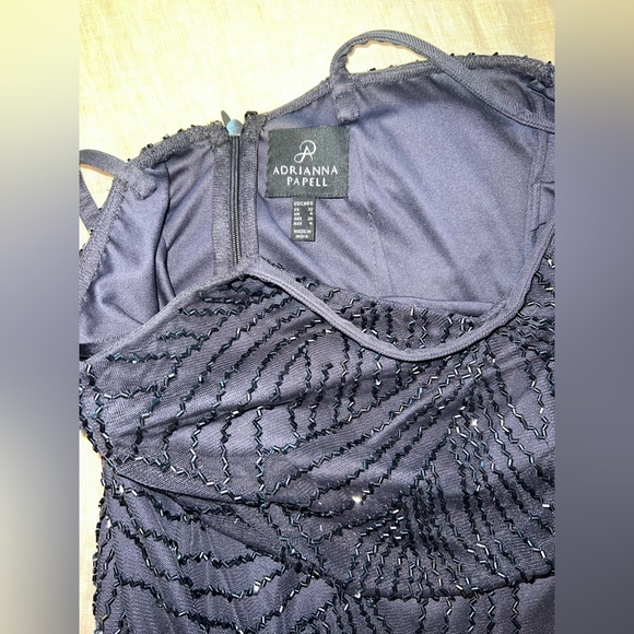 ADRIANNA PAPELL BEADED CHIFFON BLOUSON GOWN - GUNMETAL - Size 0 - Picture 3 of 10